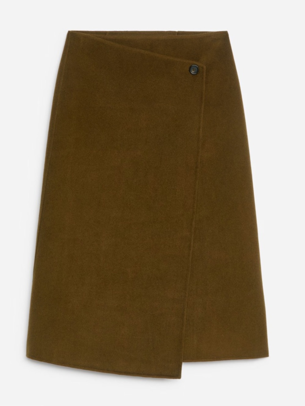 Arket Olive Brown Wool-Blend Midi Wrap Skirt NWOT
